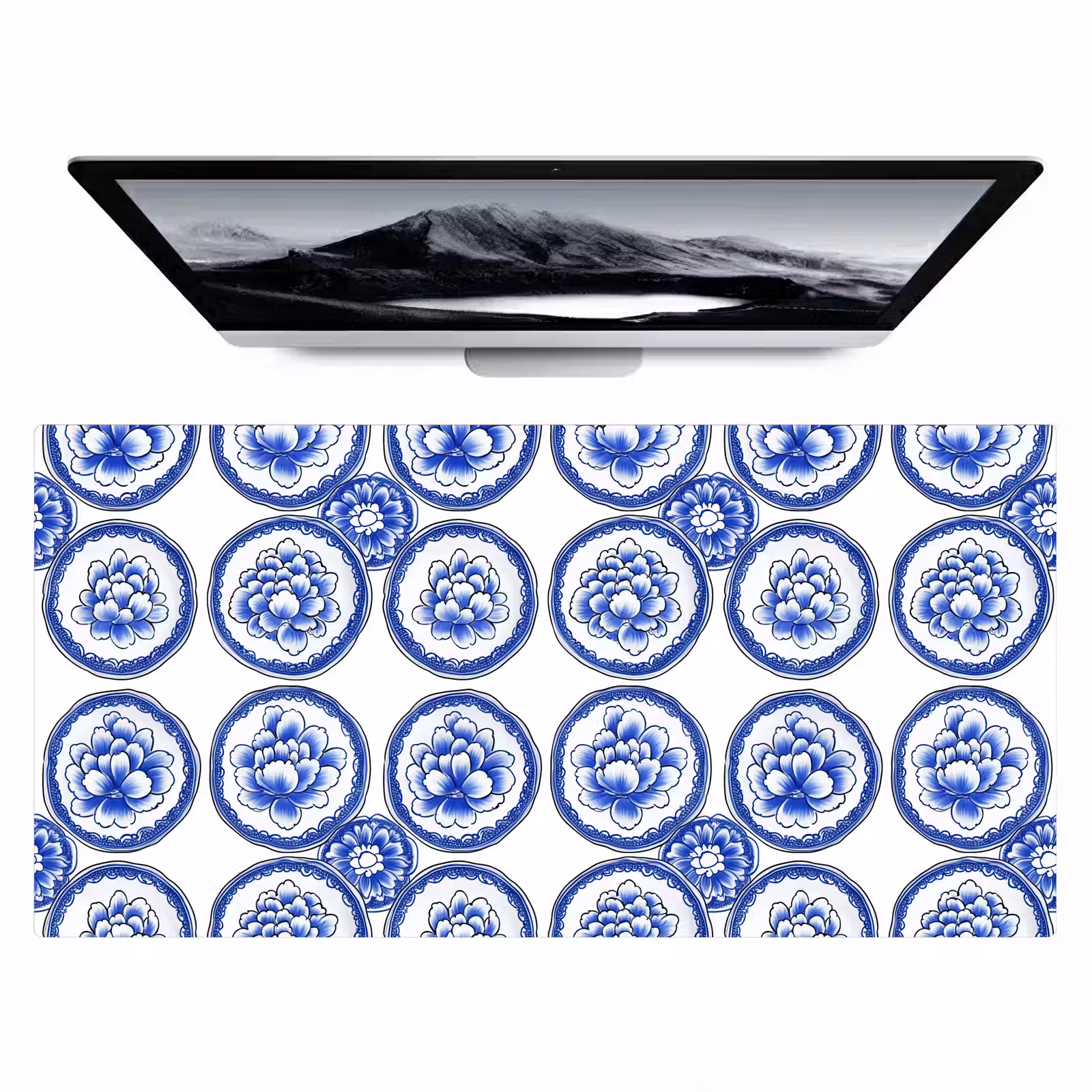 Bureau onderlegger - Cirkels - Bloemen - Blauw — 1