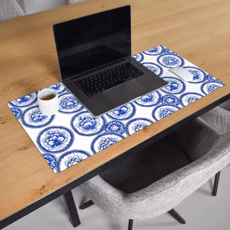 Bureau onderlegger - Cirkels - Bloemen - Blauw — 3