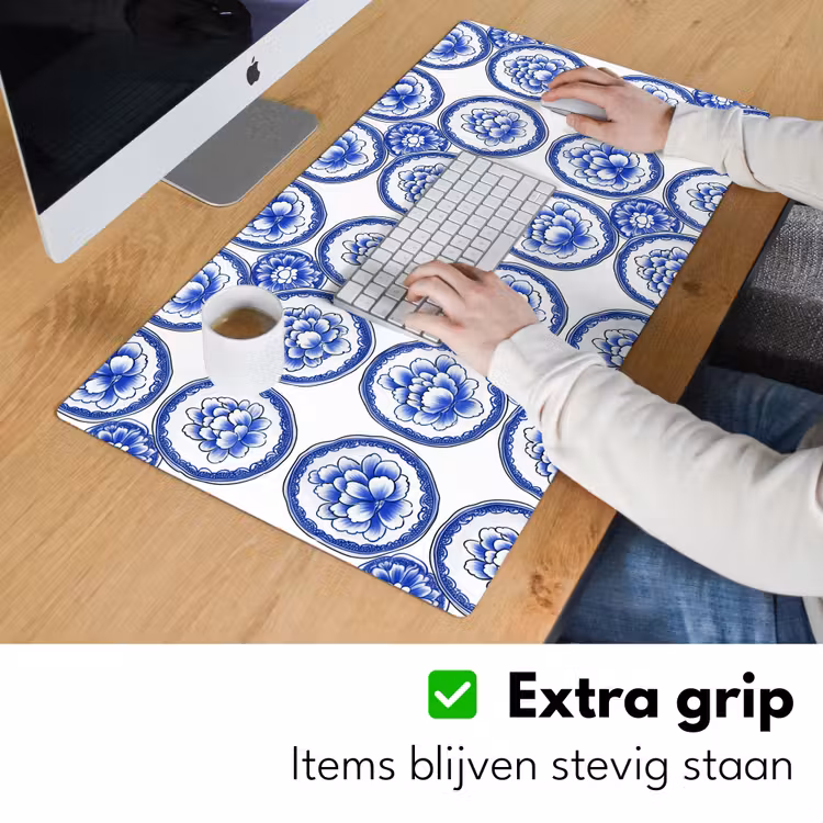 Bureau onderlegger - Cirkels - Bloemen - Blauw — 6