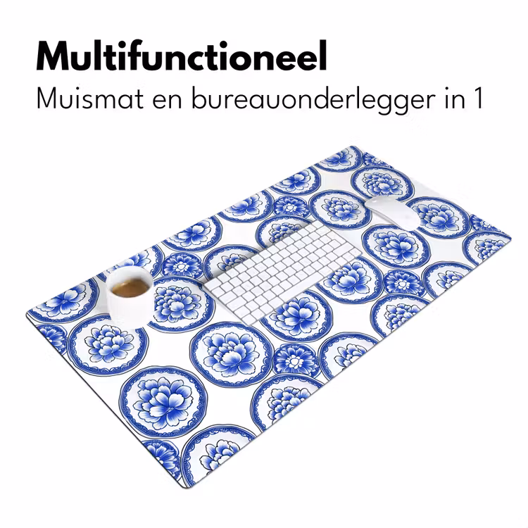 Bureau onderlegger - Cirkels - Bloemen - Blauw — 7