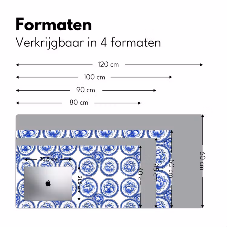 Bureau onderlegger - Cirkels - Bloemen - Blauw — 8