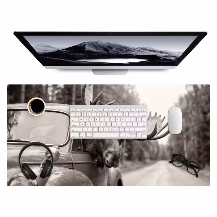 Bureau onderlegger - Eland - Auto - Gewei - Zwart - Wit — 4