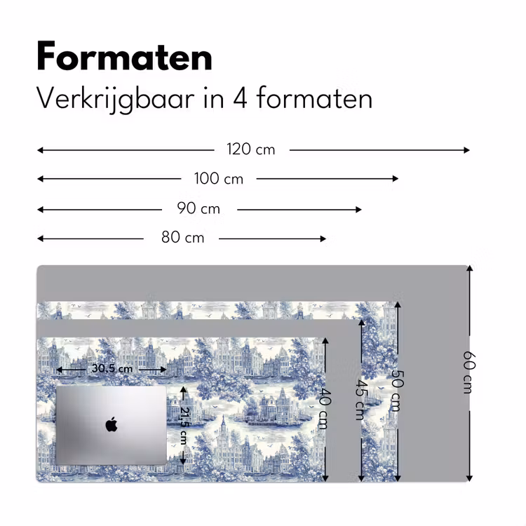 Bureau onderlegger - Huizen - Bomen - Water - Vogels - Blauw — 8