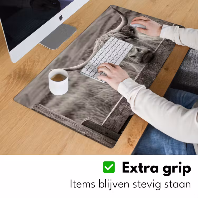 Bureau onderlegger - Schotse hooglander - Zwart - Wit - Hout — 6