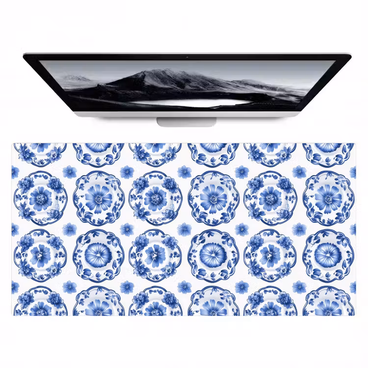 Bureau onderlegger - Sierborden - Bloemen - Blauw — 1