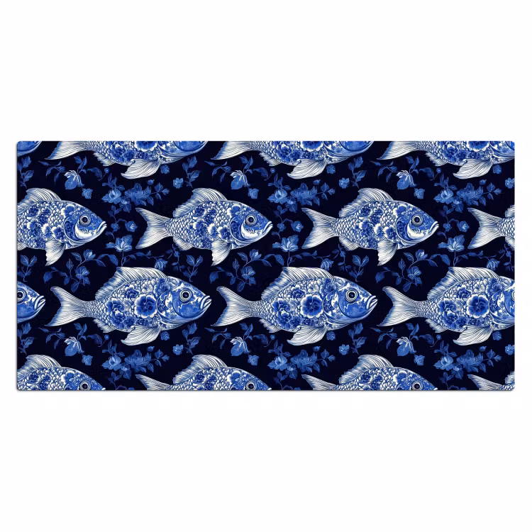 Bureau onderlegger - Vissen - Bloemen - Blauw — 2