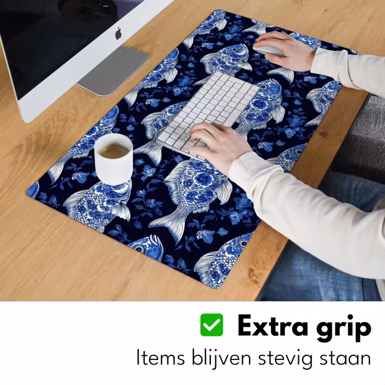 Bureau onderlegger - Vissen - Bloemen - Blauw — 6