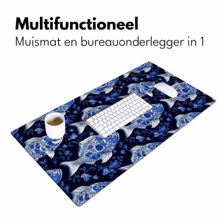 Bureau onderlegger - Vissen - Bloemen - Blauw — 7