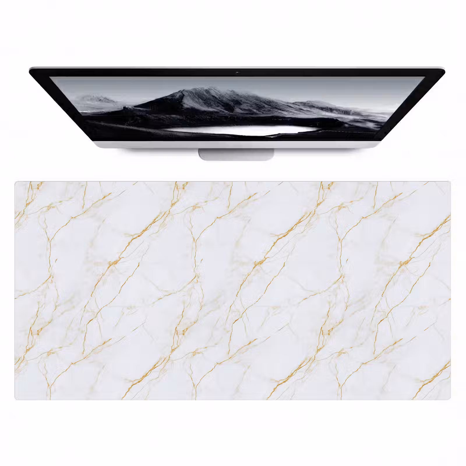 Bureau onderlegger - Wit - Marmer - Goud - Luxueus — 1