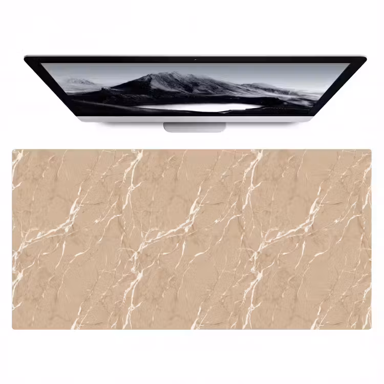 Bureau onderlegger - Beige - Marmer - Organisch - Wit — 1