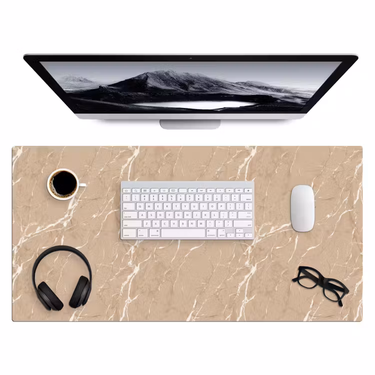 Bureau onderlegger - Beige - Marmer - Organisch - Wit — 4