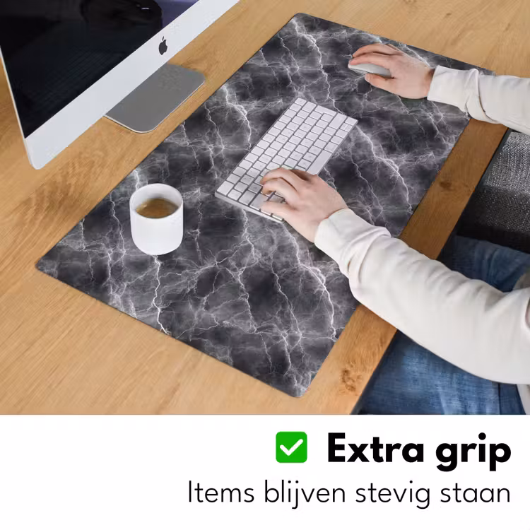 Bureau onderlegger - Donkergrijs - Bliksem - Marmer — 6