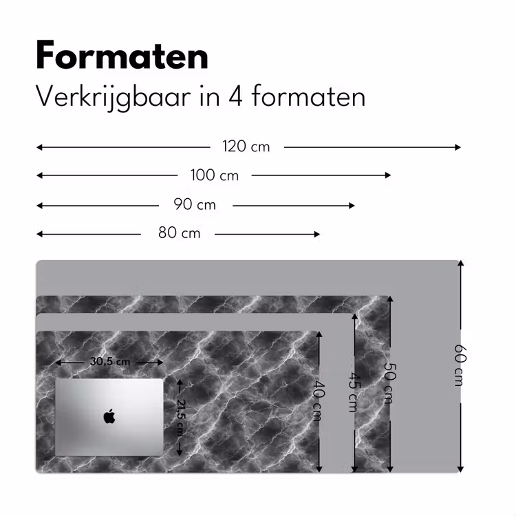 Bureau onderlegger - Donkergrijs - Bliksem - Marmer — 8