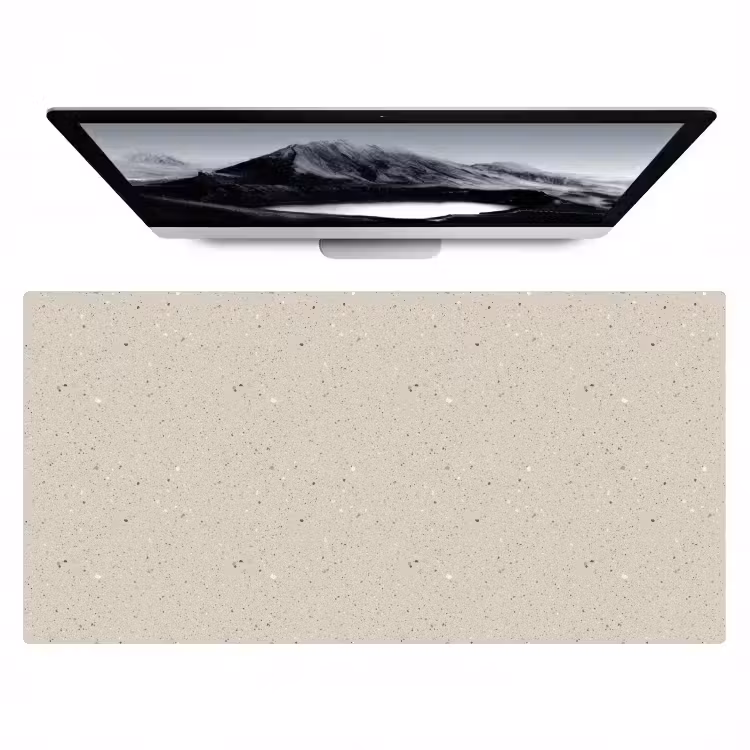 Bureau onderlegger - Lichtbeige - Terrazzo - Grijs — 1