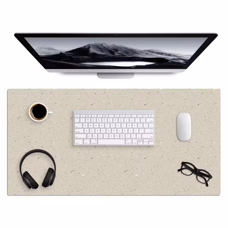 Bureau onderlegger - Lichtbeige - Terrazzo - Grijs — 4