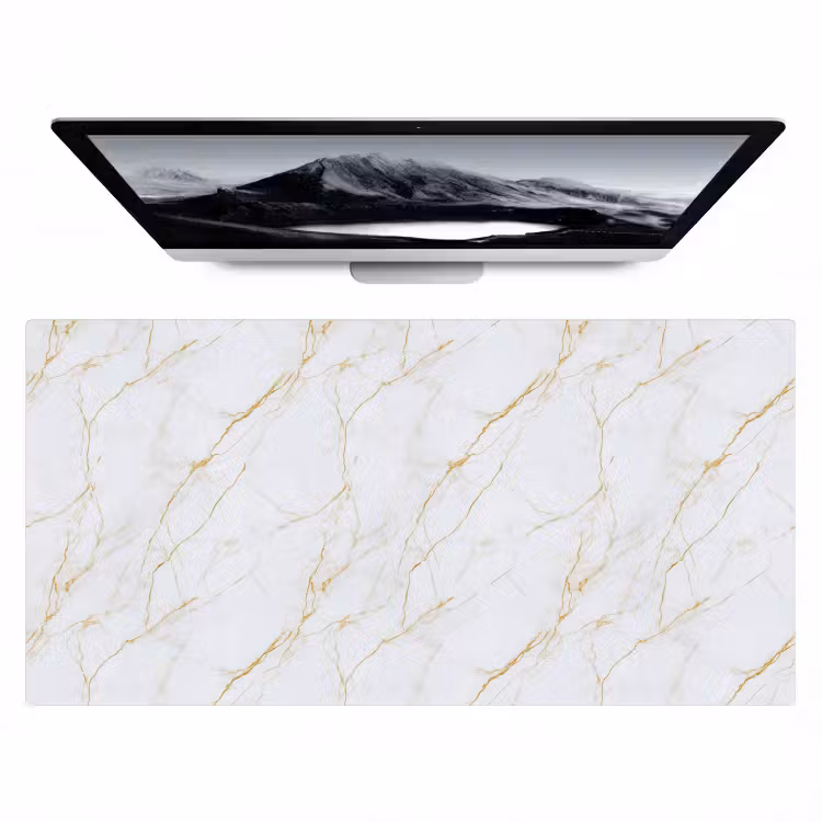 Bureau onderlegger - Wit - Marmer - Goud - Luxueus — 1