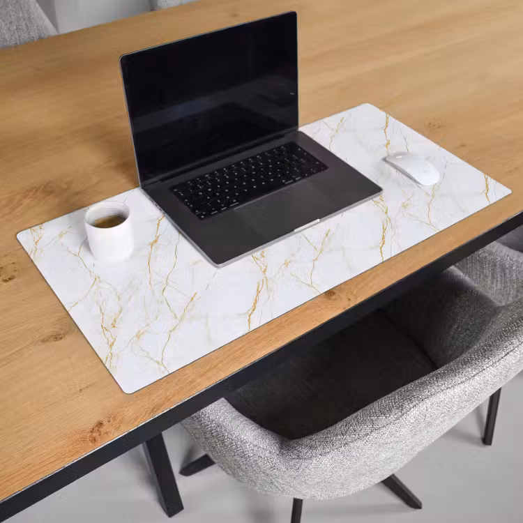 Bureau onderlegger - Wit - Marmer - Goud - Luxueus — 3