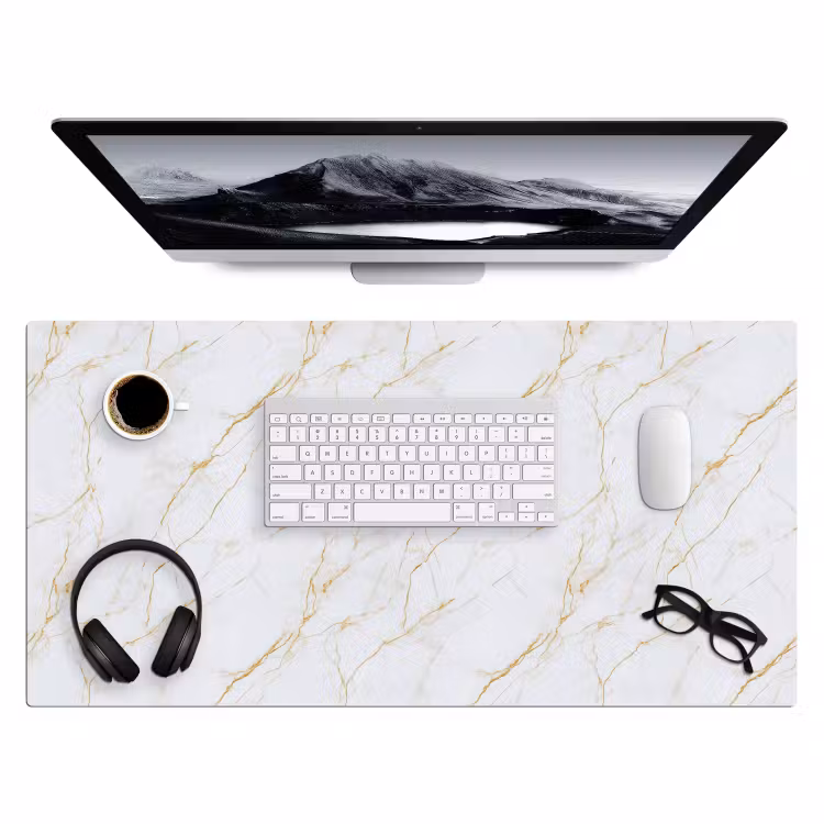 Bureau onderlegger - Wit - Marmer - Goud - Luxueus — 4