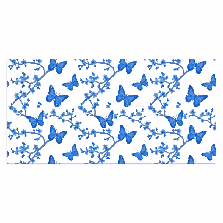 Bureau onderlegger - Vlinder - Bloemen - Blauw — 2