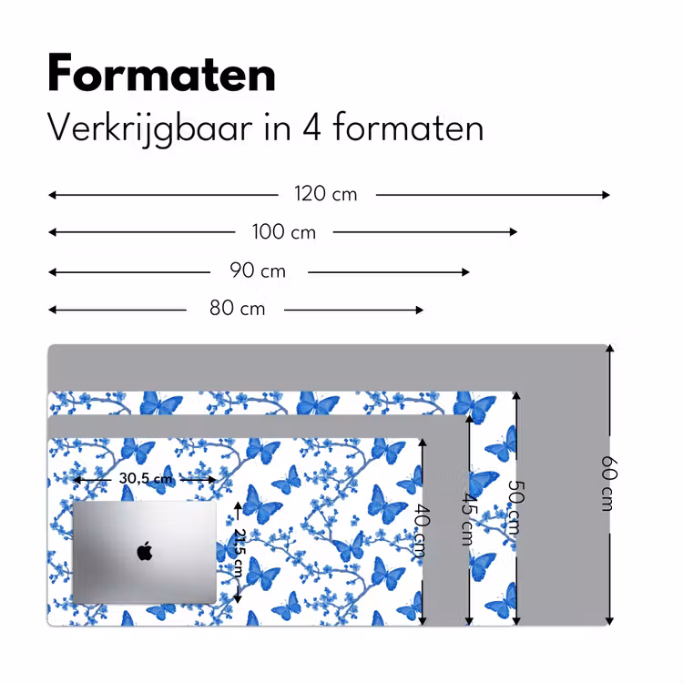 Bureau onderlegger - Vlinder - Bloemen - Blauw — 8
