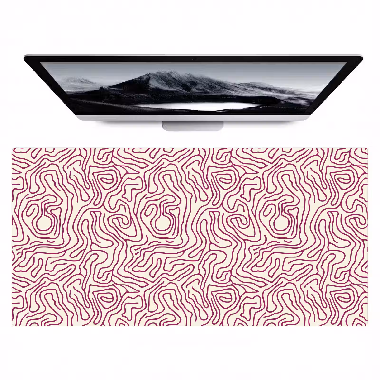 Bureau onderlegger - Kronkelende lijn - Magenta - Crème — 1