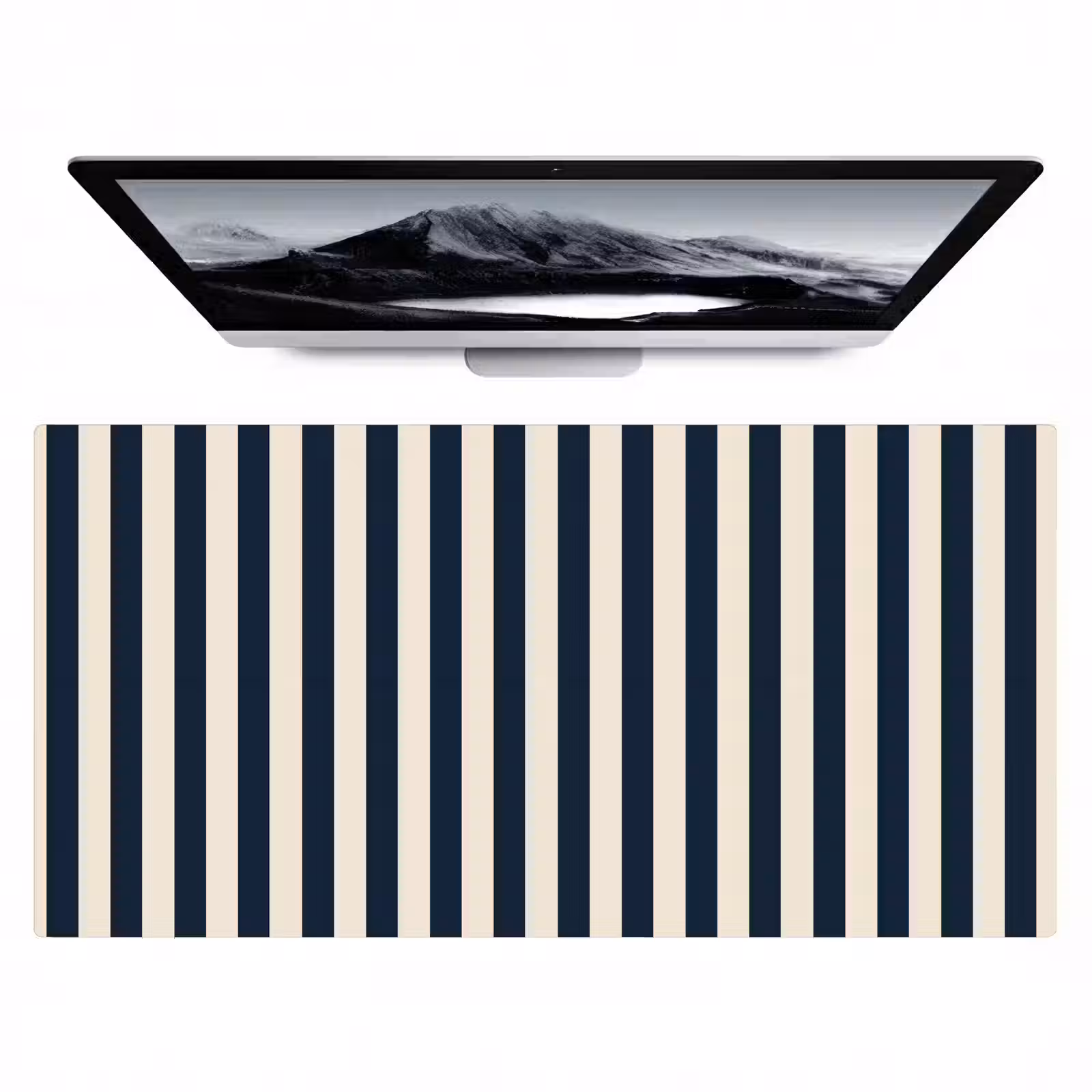 Bureau onderlegger - Verticale strepen - Blauw - Crème — 1