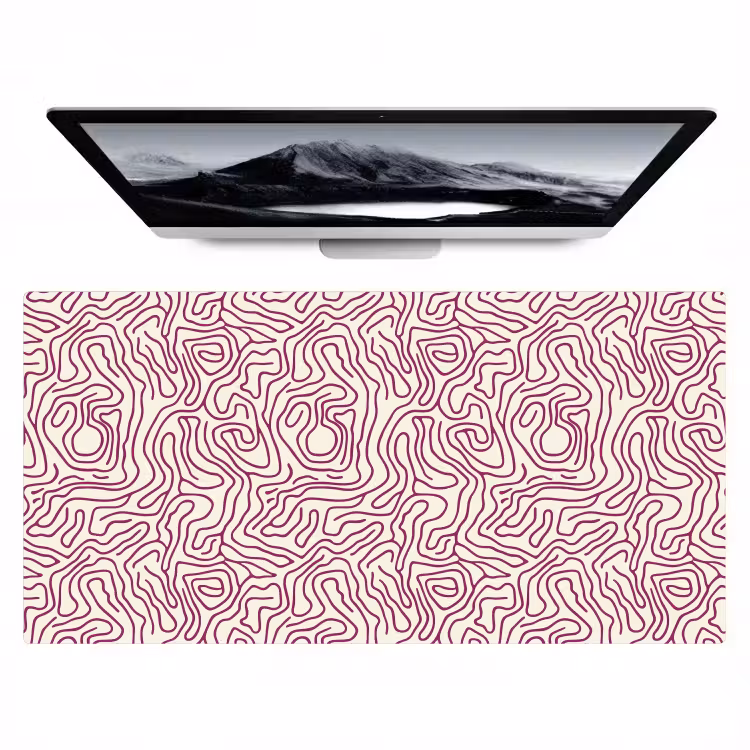 Bureau onderlegger - Kronkelende lijn - Magenta - Crème — 1