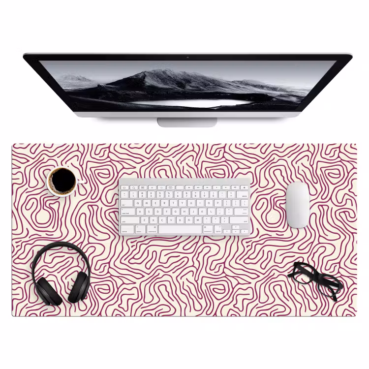 Bureau onderlegger - Kronkelende lijn - Magenta - Crème — 4