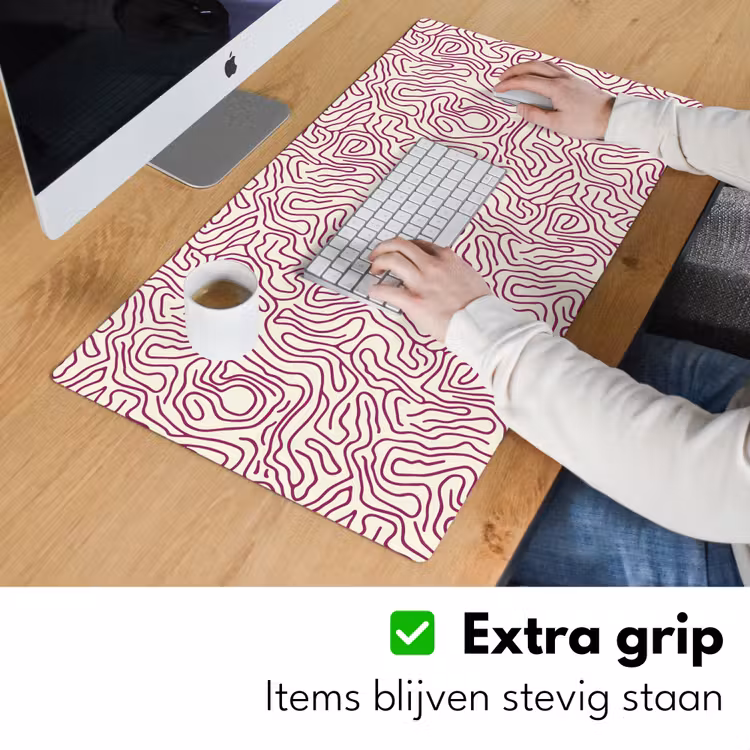 Bureau onderlegger - Kronkelende lijn - Magenta - Crème — 6
