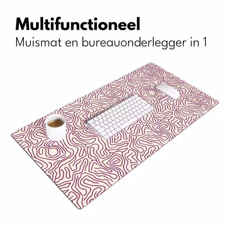 Bureau onderlegger - Kronkelende lijn - Magenta - Crème — 7