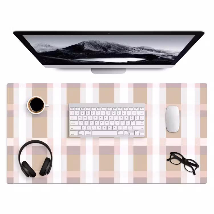 Bureau onderlegger - Ruitpatroon - Aardetinten - Minimalistisch — 4