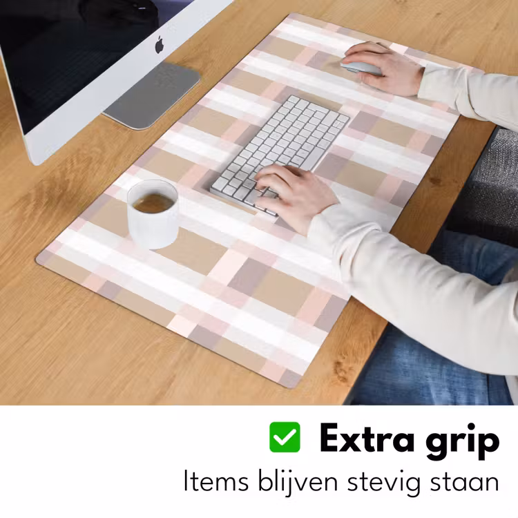 Bureau onderlegger - Ruitpatroon - Aardetinten - Minimalistisch — 6