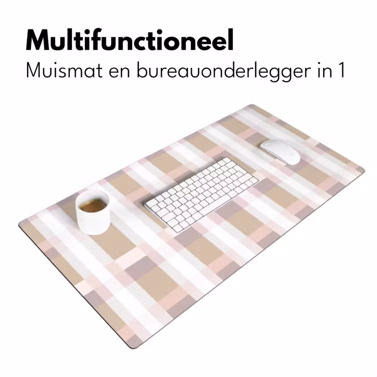 Bureau onderlegger - Ruitpatroon - Aardetinten - Minimalistisch — 7