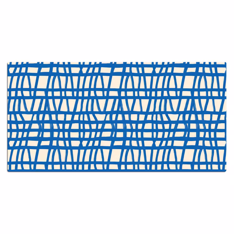 Bureau onderlegger - Ruitpatroon - Blauw - Crème — 2