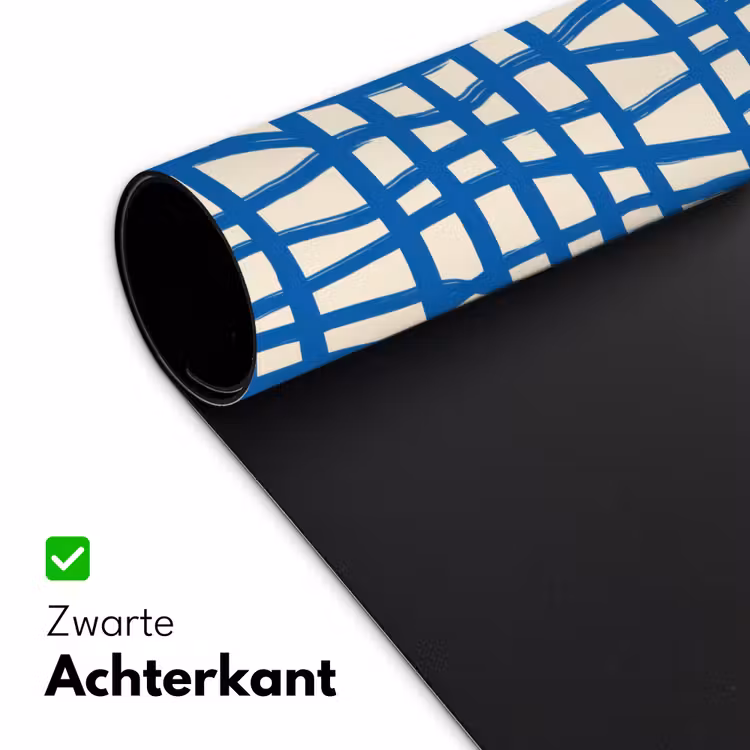 Bureau onderlegger - Ruitpatroon - Blauw - Crème — 5