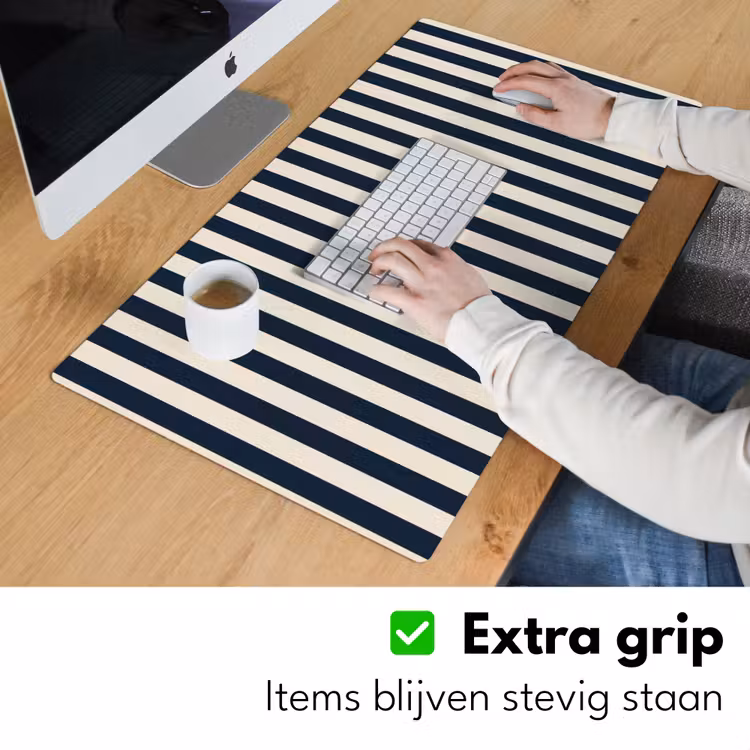 Bureau onderlegger - Verticale strepen - Blauw - Crème — 6