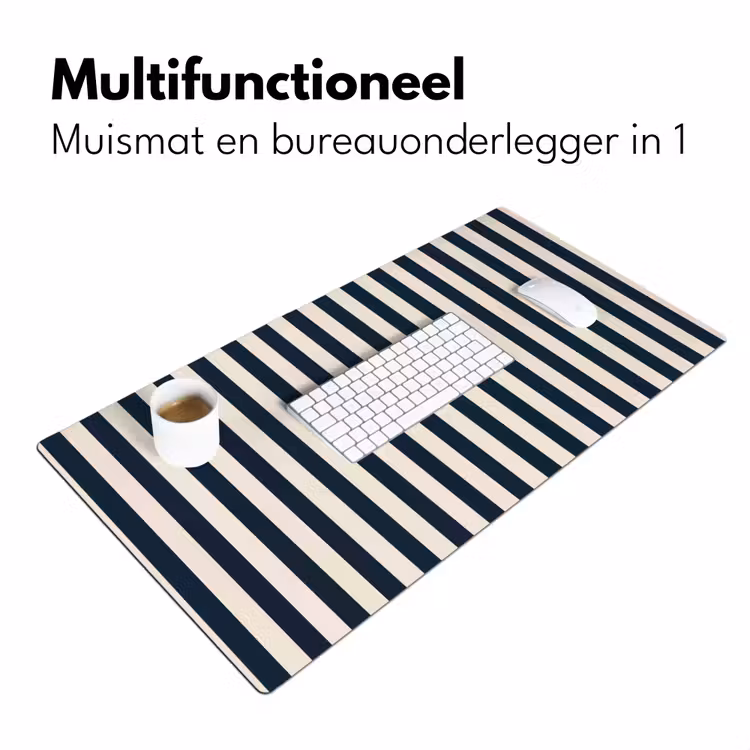 Bureau onderlegger - Verticale strepen - Blauw - Crème — 7