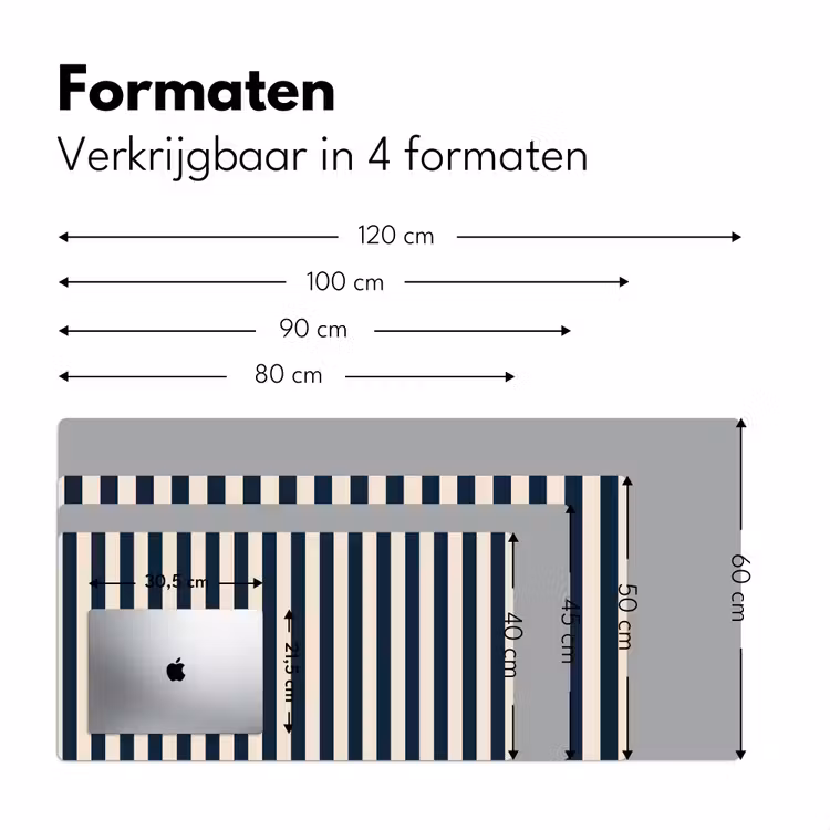 Bureau onderlegger - Verticale strepen - Blauw - Crème — 8