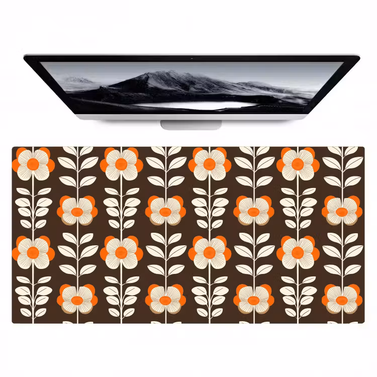 Bureau onderlegger - Bloemen - Retro - Bruin — 1
