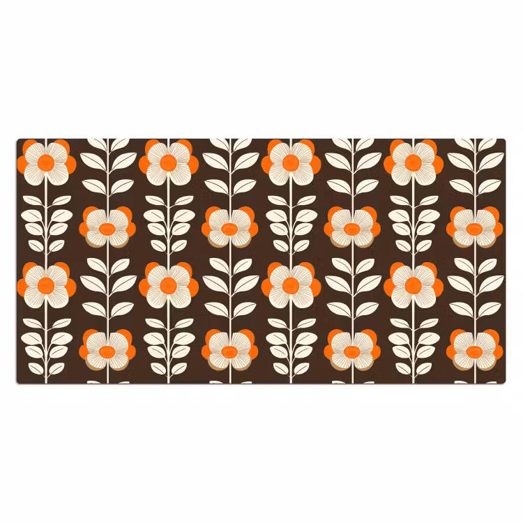 Bureau onderlegger - Bloemen - Retro - Bruin — 2