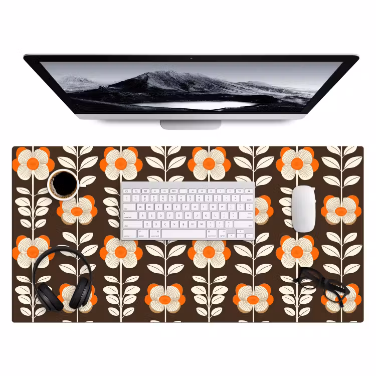Bureau onderlegger - Bloemen - Retro - Bruin — 4