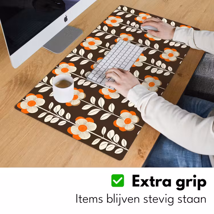 Bureau onderlegger - Bloemen - Retro - Bruin — 6