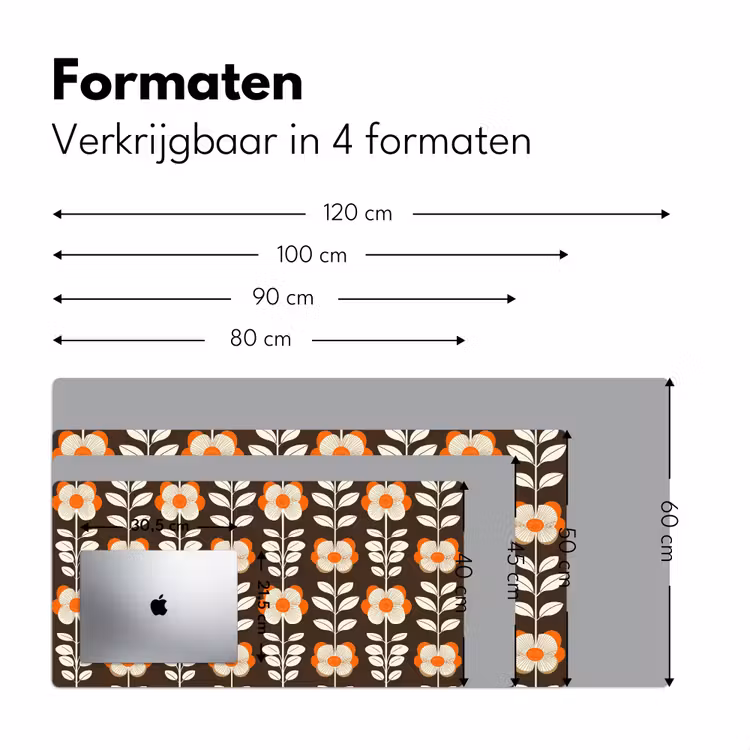 Bureau onderlegger - Bloemen - Retro - Bruin — 8