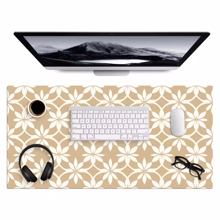 Bureau onderlegger - Bloemen - Patroon - Beige — 4