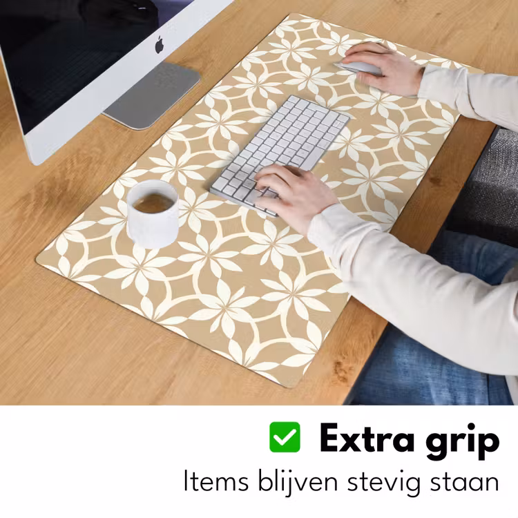 Bureau onderlegger - Bloemen - Patroon - Beige — 6
