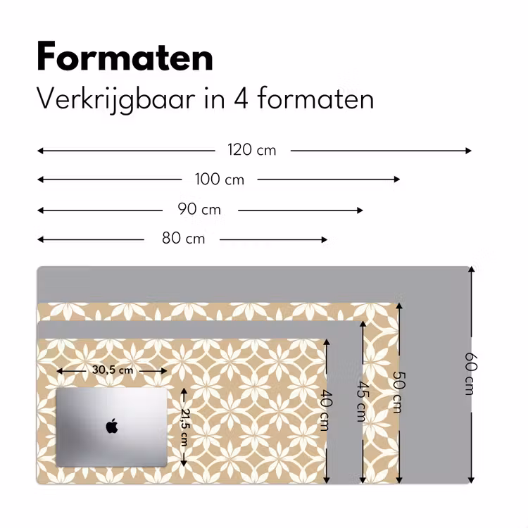 Bureau onderlegger - Bloemen - Patroon - Beige — 8