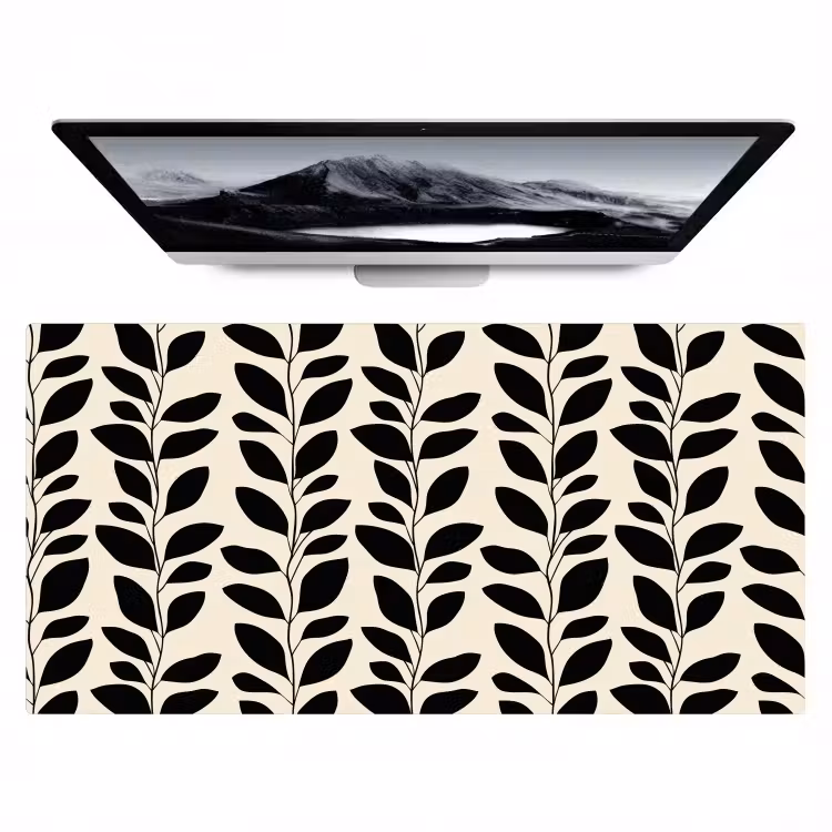 Bureau onderlegger - Botanisch - Dessin - Zwart - Beige — 1