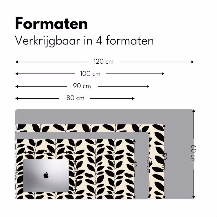 Bureau onderlegger - Botanisch - Dessin - Zwart - Beige — 8