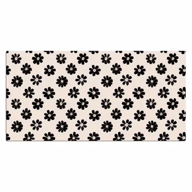 Bureau onderlegger - Grafisch - Madeliefjes - Zwart - Beige — 2