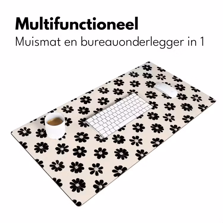 Bureau onderlegger - Grafisch - Madeliefjes - Zwart - Beige — 7